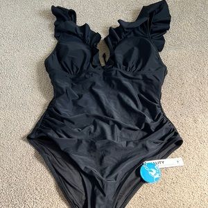 CUPSHE ruffle strap one piece size XL